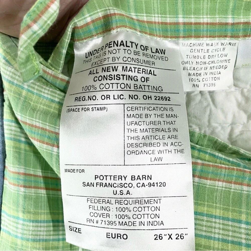 POTTERY BARN Quilted Euro Shams (2) 26